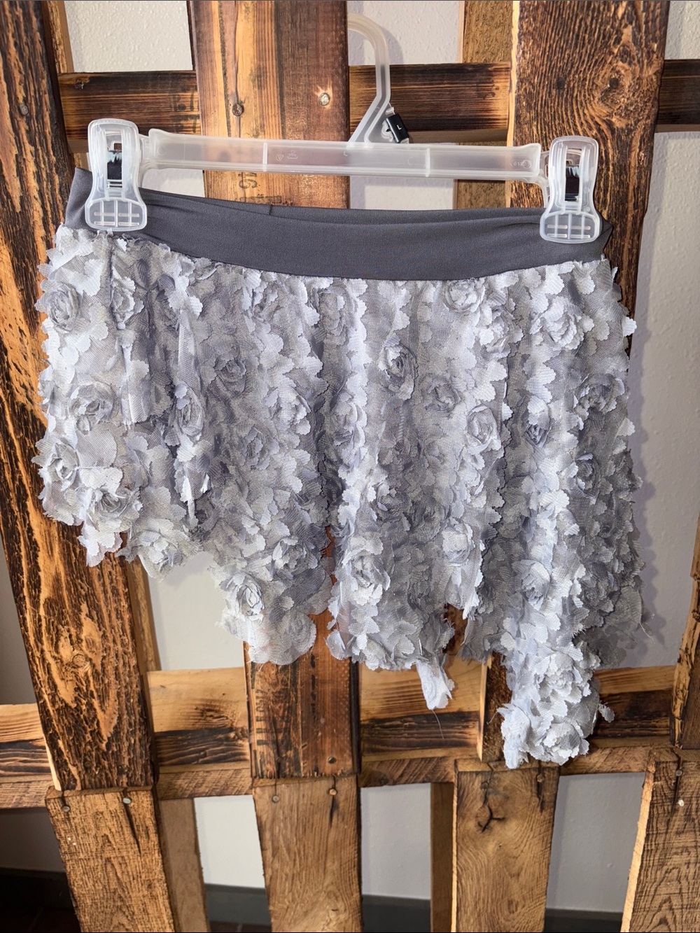 Gray Floral Layered Dance Skirt for Kids